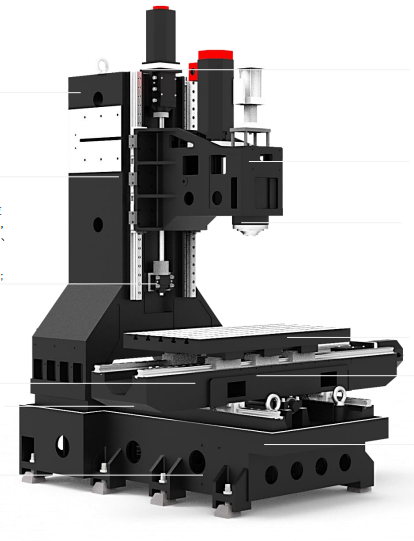 CNC milling machine with a sturdy black frame and precision tool head.